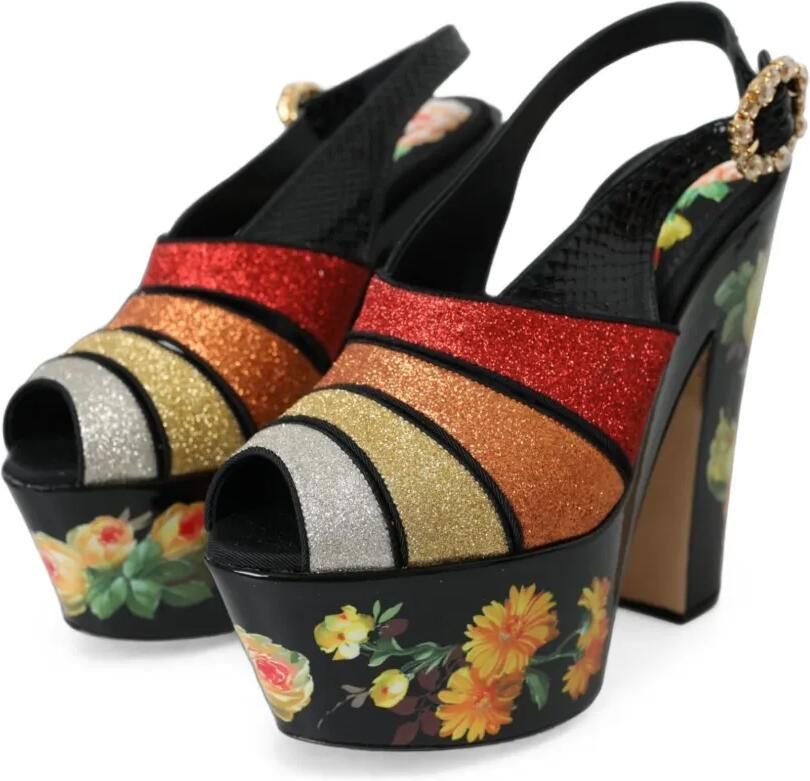 Dolce & Gabbana Sandalen verfraaid met kristallen en bloemen-print Rood - Foto 4