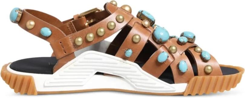 Dolce & Gabbana Sandalen verfraaid met stenen en studs Bruin