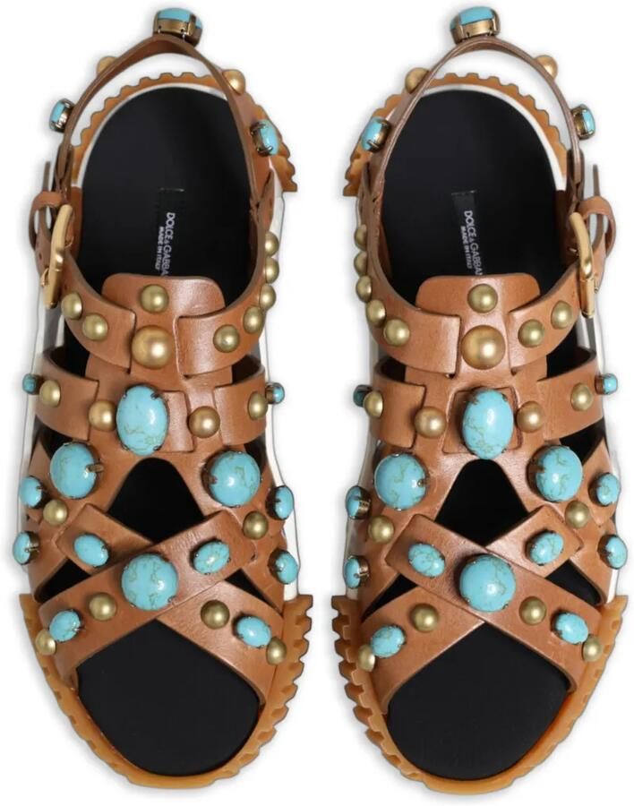 Dolce & Gabbana Sandalen verfraaid met stenen en studs Bruin - Foto 2