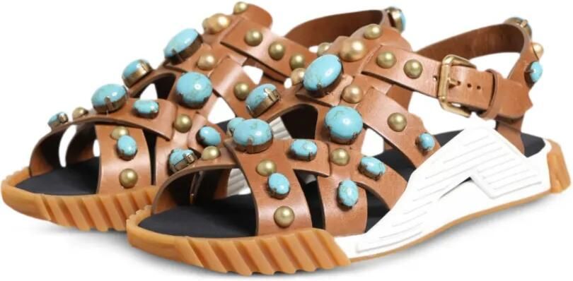 Dolce & Gabbana Sandalen verfraaid met stenen en studs Bruin - Foto 5