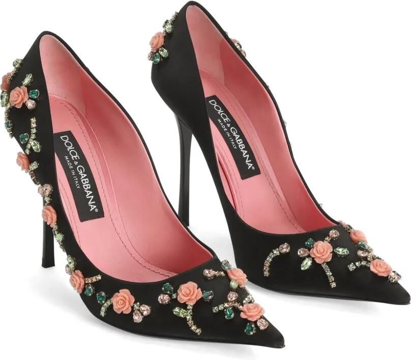 Dolce & Gabbana Satijnen pumps met verfraaiing Zwart - Foto 2