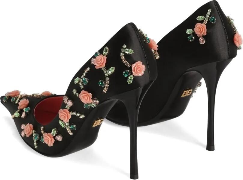 Dolce & Gabbana Satijnen pumps met verfraaiing Zwart - Foto 3