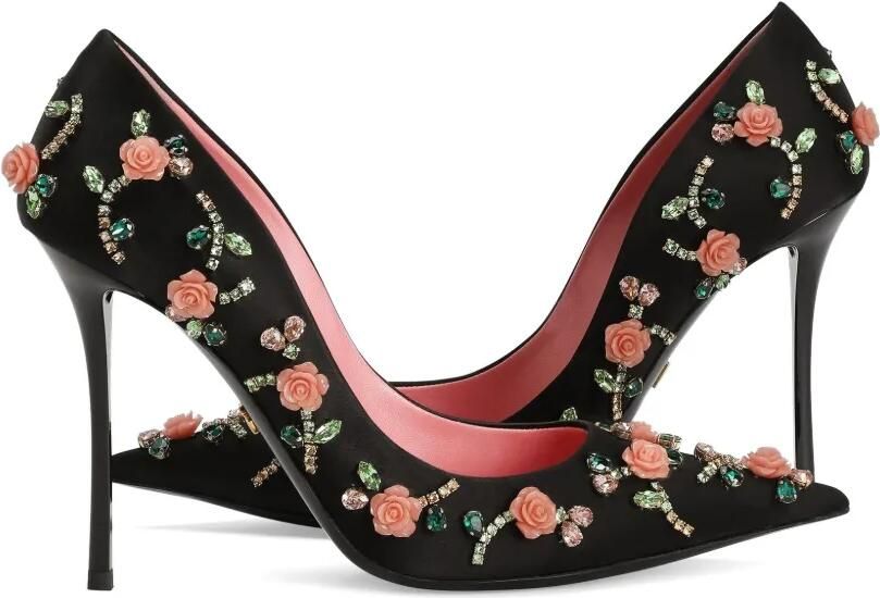 Dolce & Gabbana Satijnen pumps met verfraaiing Zwart - Foto 4