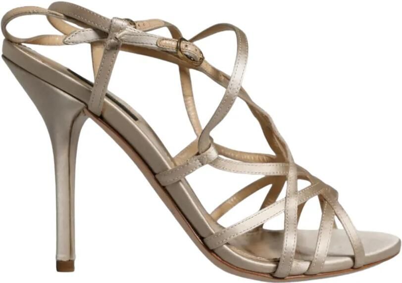 Dolce & Gabbana Satijnen sandalen met gesp Beige