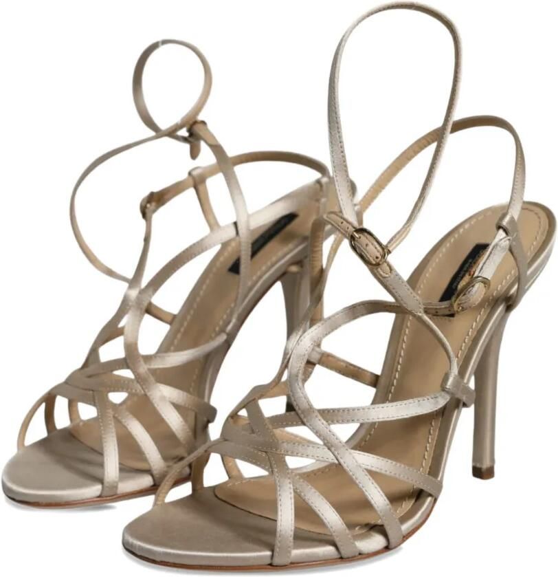 Dolce & Gabbana Satijnen sandalen met gesp Beige - Foto 3