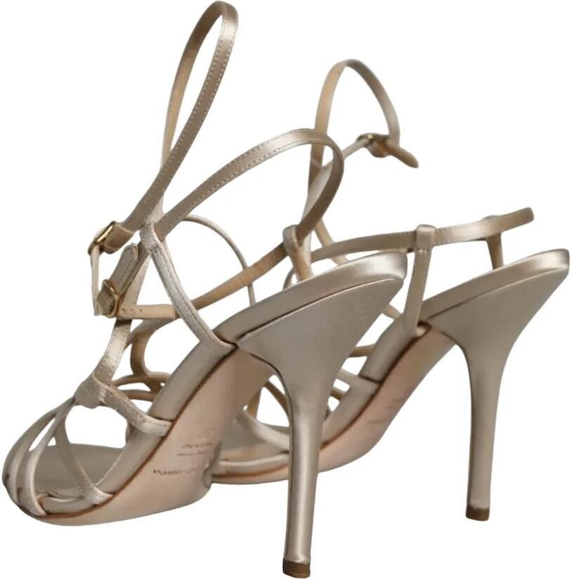 Dolce & Gabbana Satijnen sandalen met gesp Beige - Foto 4