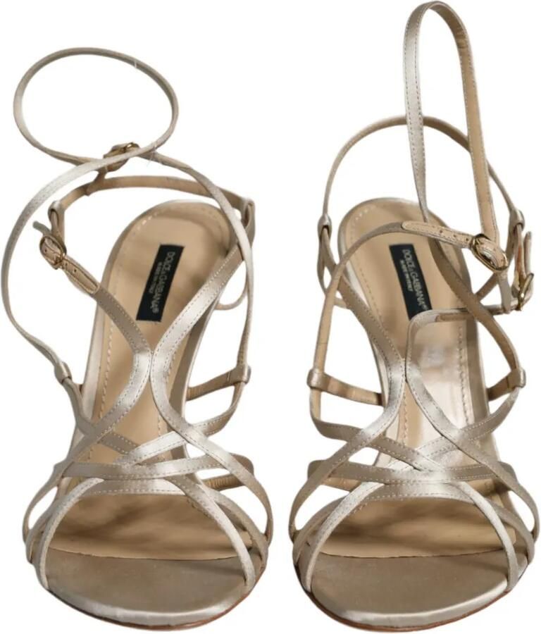 Dolce & Gabbana Satijnen sandalen met gesp Beige - Foto 2