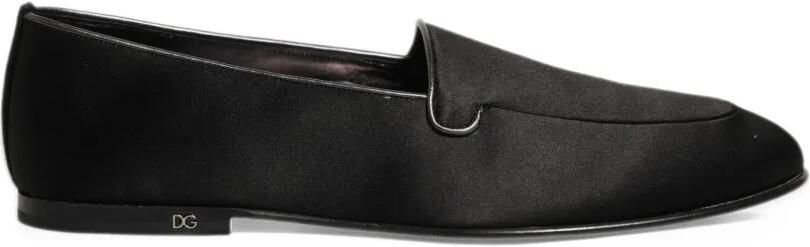 Dolce & Gabbana satin logo-plaque loafers Zwart