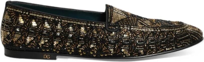 Dolce & Gabbana sequin-embellished bead-embellished loafers Zwart