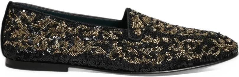 Dolce & Gabbana sequin-embellished bead-embroidered loafers Zwart