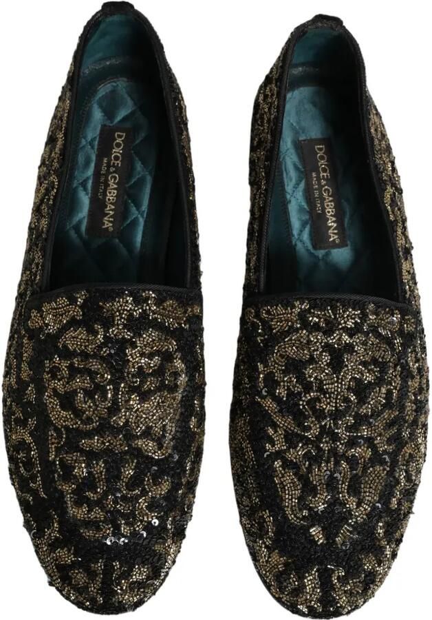 Dolce & Gabbana sequin-embellished bead-embroidered loafers Zwart - Foto 2
