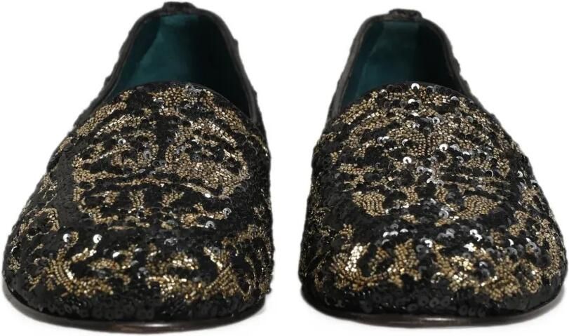 Dolce & Gabbana sequin-embellished bead-embroidered loafers Zwart - Foto 3