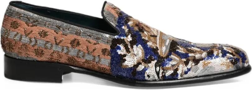 Dolce & Gabbana sequin-embellished embroidered loafers Blauw