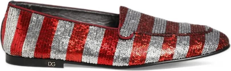 Dolce & Gabbana sequin-embellished flag-print loafers Rood
