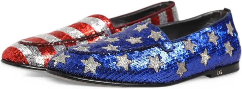 Dolce & Gabbana sequin-embellished flag-print loafers Rood - Foto 5