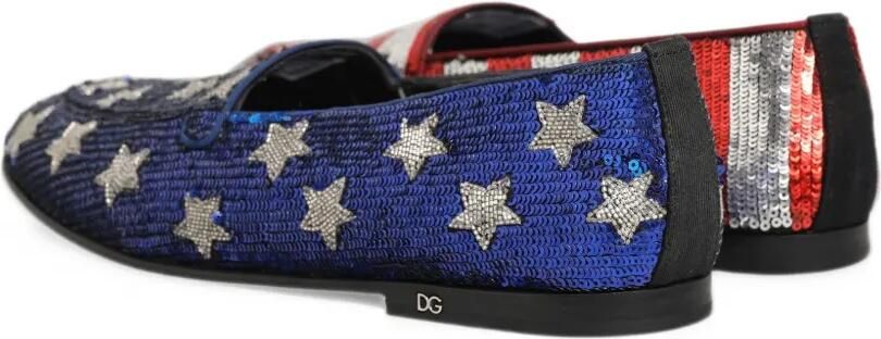 Dolce & Gabbana sequin-embellished flag-print loafers Rood - Foto 4