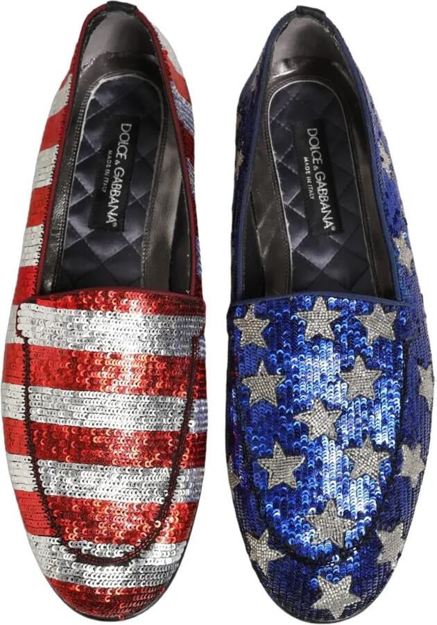 Dolce & Gabbana sequin-embellished flag-print loafers Rood - Foto 2