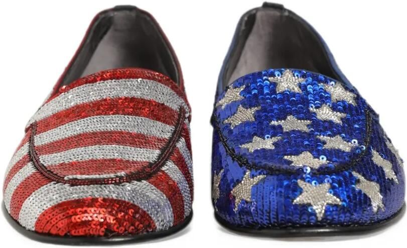 Dolce & Gabbana sequin-embellished flag-print loafers Rood - Foto 3