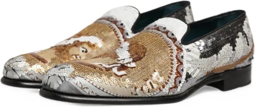 Dolce & Gabbana sequin-embellished slip-on loafers Zilver - Foto 5