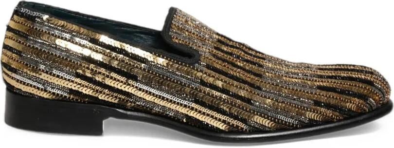 Dolce & Gabbana sequin-embellished striped loafers Goud