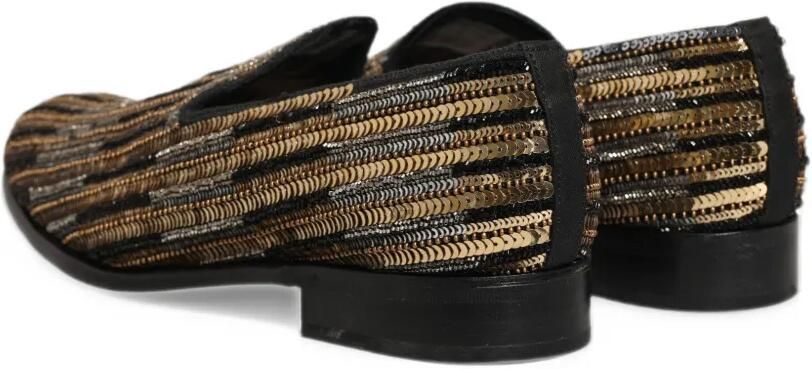 Dolce & Gabbana sequin-embellished striped loafers Goud - Foto 4