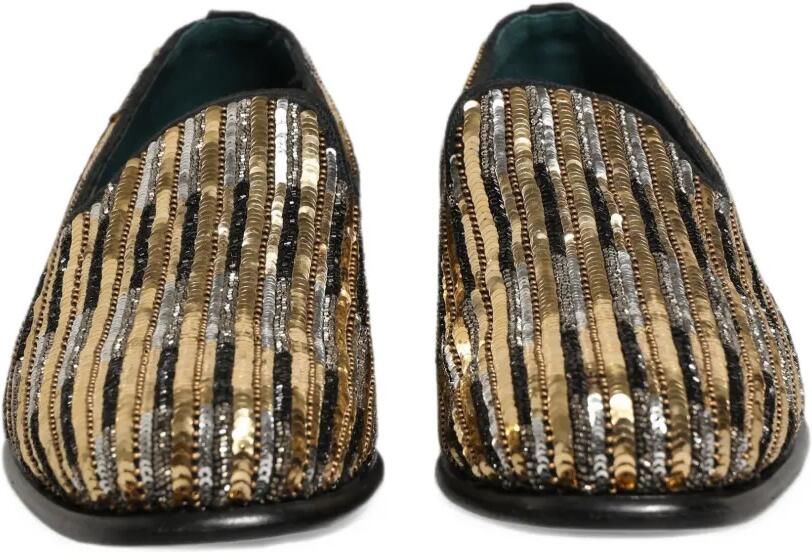 Dolce & Gabbana sequin-embellished striped loafers Goud - Foto 2