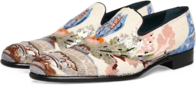 Dolce & Gabbana sequin-embroidered slip-on loafers Wit - Foto 5