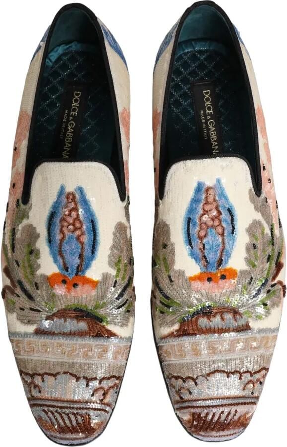 Dolce & Gabbana sequin-embroidered slip-on loafers Wit - Foto 4