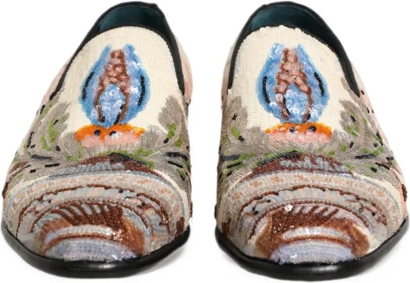 Dolce & Gabbana sequin-embroidered slip-on loafers Wit - Foto 3