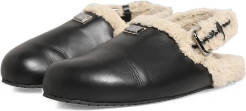 Dolce & Gabbana shearling-lined buckle-fastening slides sandals Zwart - Foto 5