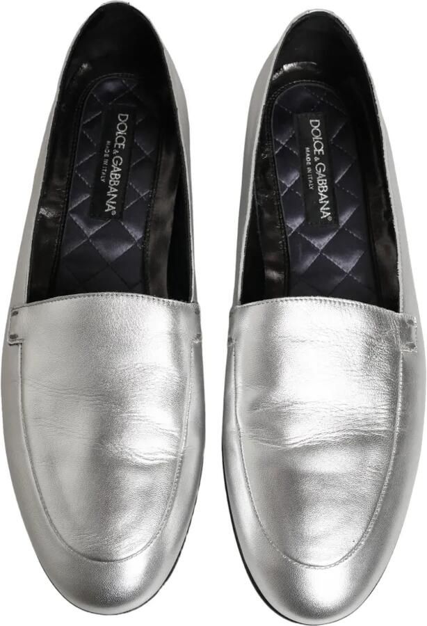 Dolce & Gabbana silver-leather DG-logo slip-on loafers Zilver - Foto 2