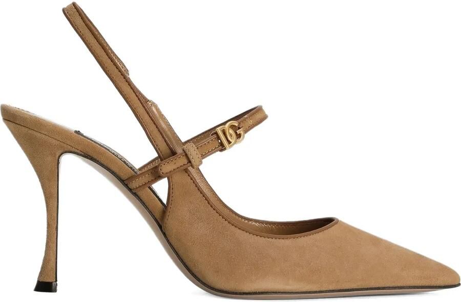 Dolce & Gabbana Slingback pumps met logo-applicatie Beige