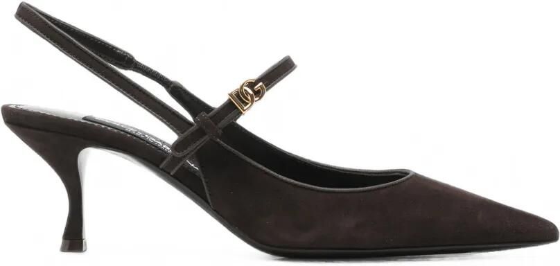 Dolce & Gabbana Slingback pumps met logoplakkaat Bruin