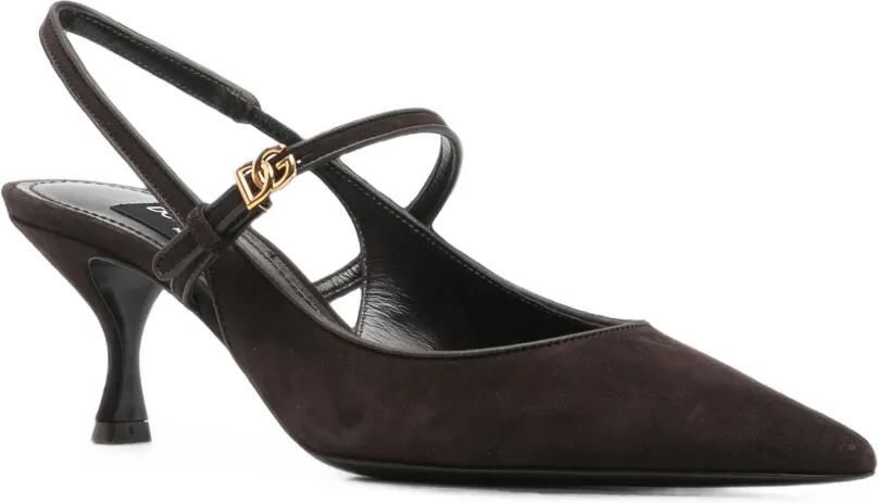 Dolce & Gabbana Slingback pumps met logoplakkaat Bruin - Foto 3