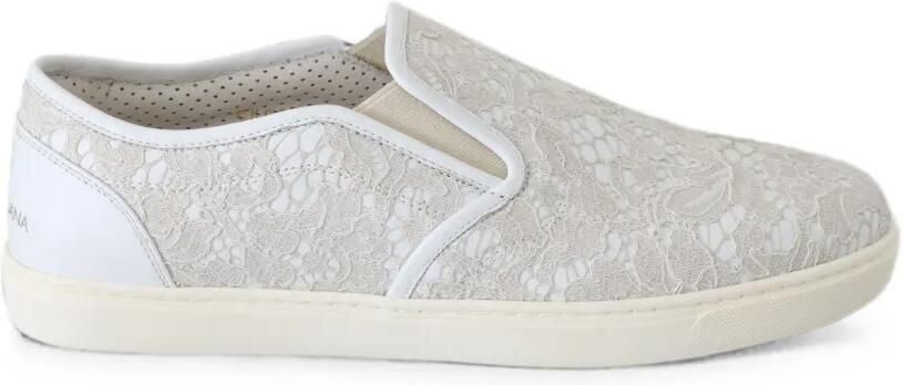 Dolce & Gabbana Slip-on sneakers verfraaid met kant Wit