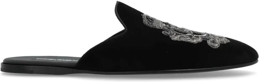 Dolce & Gabbana Slippers met geborduurd logo Zwart