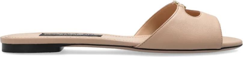 Dolce & Gabbana Slippers met logodetail Beige