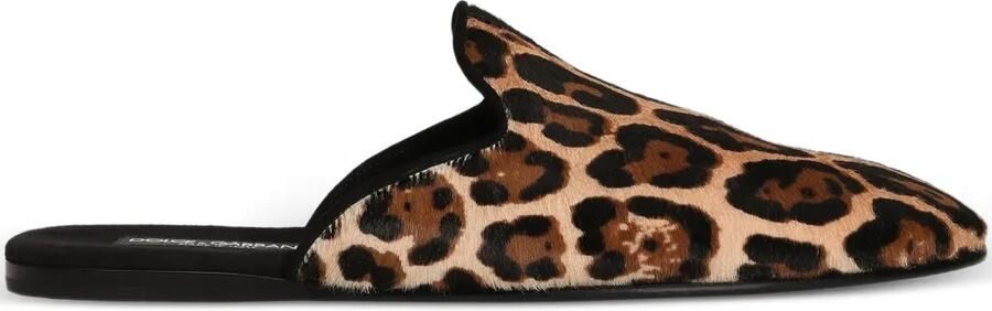 Dolce & Gabbana Slippers met luipaardprint Bruin