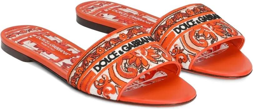Dolce & Gabbana Slippers met Majolica-borduurwerk Oranje - Foto 4