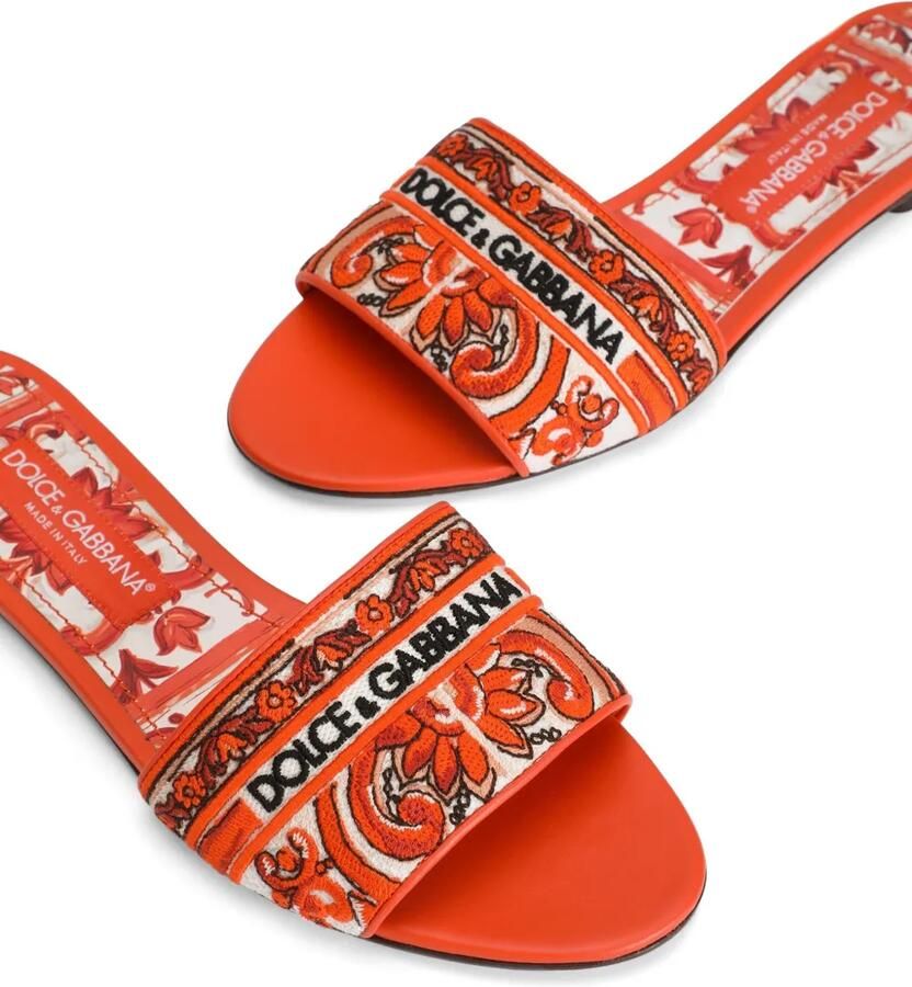 Dolce & Gabbana Slippers met Majolica-borduurwerk Oranje - Foto 2
