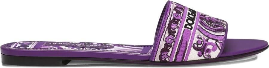 Dolce & Gabbana Slippers met Majolica-patroon Paars