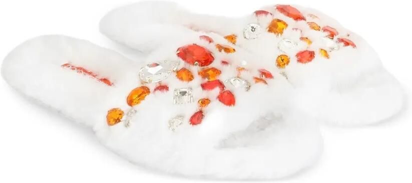 Dolce & Gabbana Slippers van imitatiebont Wit - Foto 4