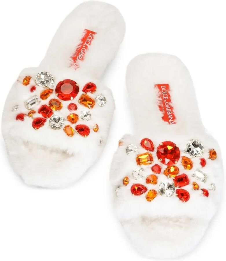 Dolce & Gabbana Slippers van imitatiebont Wit - Foto 2