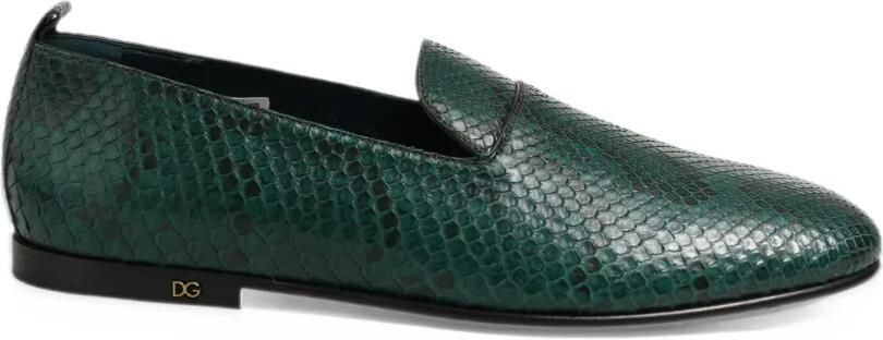 Dolce & Gabbana snakeskin-effect loafers Groen