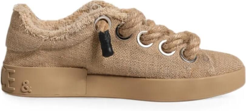 Dolce & Gabbana Sneakers met franje en kant Beige