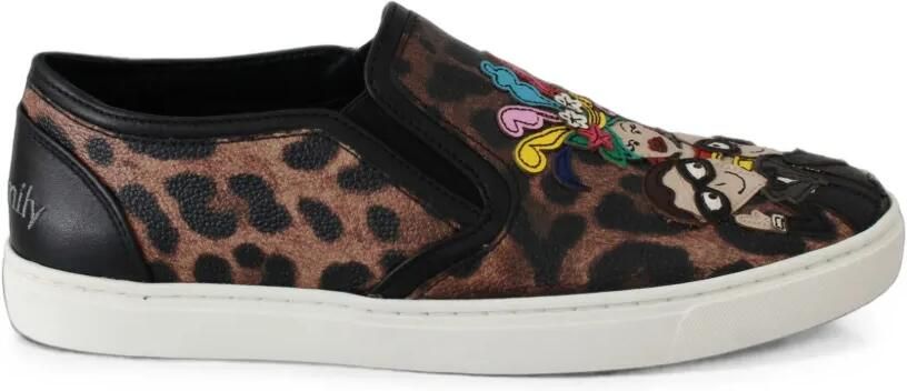 Dolce & Gabbana Sneakers met luipaardprint en cartoon-applicatie Bruin - Foto 1