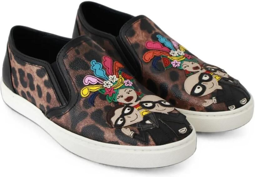 Dolce & Gabbana Sneakers met luipaardprint en cartoon-applicatie Bruin - Foto 3