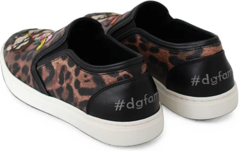 Dolce & Gabbana Sneakers met luipaardprint en cartoon-applicatie Bruin - Foto 4