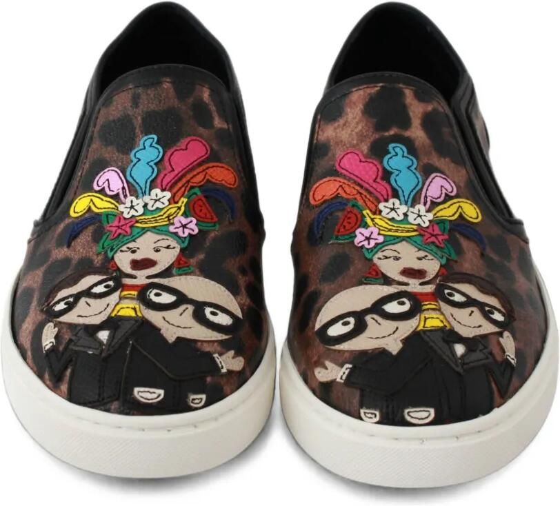 Dolce & Gabbana Sneakers met luipaardprint en cartoon-applicatie Bruin - Foto 2