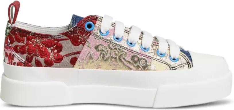Dolce & Gabbana Sneakers met patchwork en brokaat-textuur Rood